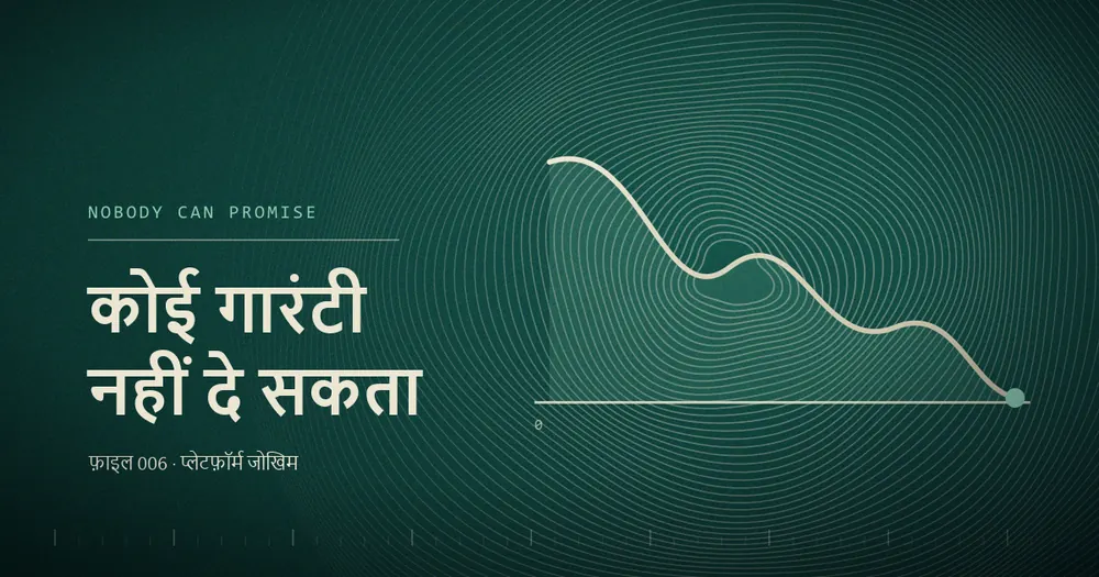 ऊपर-नीचे होती हुई गिरती रेखा जो 0 लिखी हुई क्षैतिज रेखा की ओर बढ़ती है